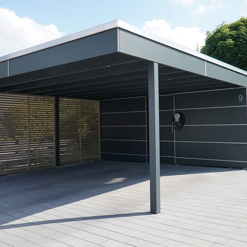 Carport mit HPL Platten und Abstellraum in Verl